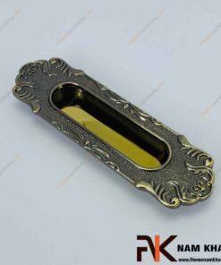 Tay nắm âm tủ kiểu cổ màu rêu vàng NK104-RV