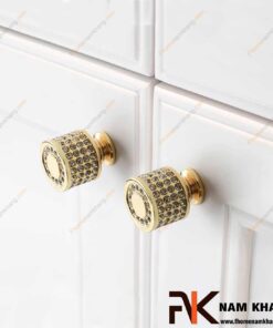 Núm cửa tủ kết hợp đá pha lê NK440V-24K (Màu Vàng)