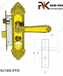 Khóa cửa gỗ thông phòng NK178M-PVD (Màu Vàng)