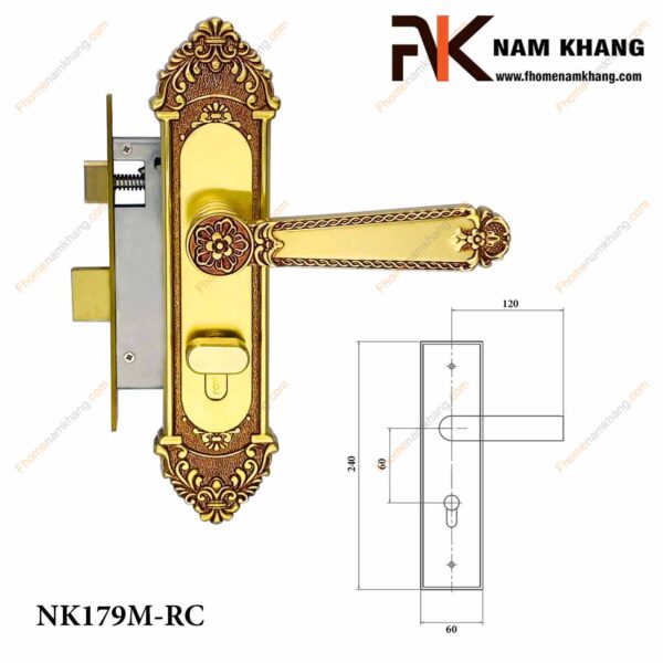 Khóa cửa gỗ thông phòng NK179M-RC (Màu Đồng Vàng)