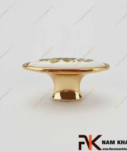 Tay nắm núm ovan họa tiết hoa mạ vàng NK019-HV