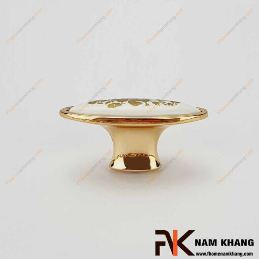 Tay nắm núm ovan họa tiết hoa mạ vàng NK019-HV