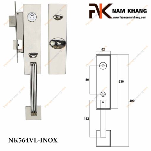 Khóa cửa thân mỹ NK564VL-INOX (Màu Inox)