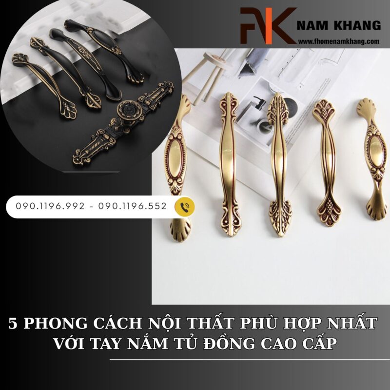5 Phong cách nội thất phù hợp nhất với tay nắm tủ đồng cao cấp