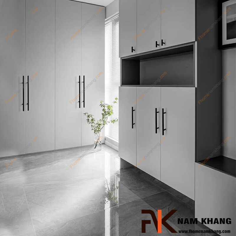 Tay nắm tủ hợp kim phong cách hiện đại: Gợi ý phối với tủ gỗ