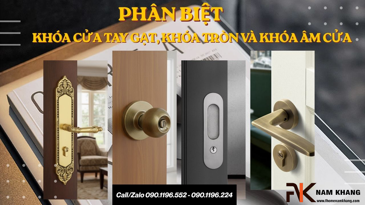 Phân biệt khóa cửa tay gạt, tay nắm tròn và khóa âm cửa