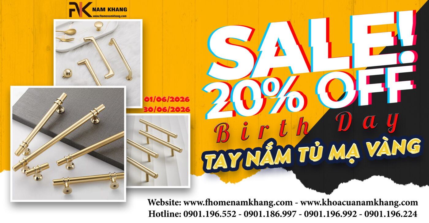 Tay nắm cửa tủ mạ vàng FHOMENAMKHANG